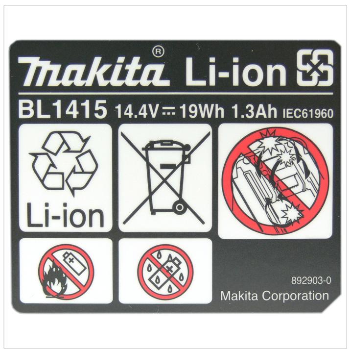 Produktbild Makita BL 1415 14,4V - 1,3Ah Li-Ion AKKU 194558-0 (14.4 V)