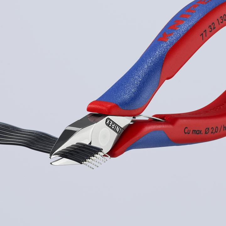 Actual product image Knipex 77 32 130 Electronics Diagonal Cutter with multi-component grips 130 mm (129 mm)