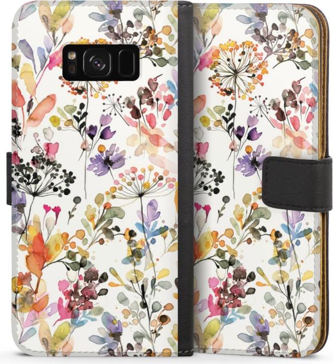 Produktbild DeinDesign Tasche für Samsung Galaxy S8 Plus Handy Flip Case Wallet Cover Handytasche Leder Blume Muster (Samsung Galaxy S8+)