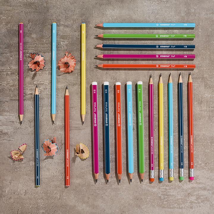 Immagine prodotto STABILO Matita con gomma - Matita 160 nei colori petrolio, arancione, giallo - confezione da 3 - (2.20 mm, HB, 3 x)