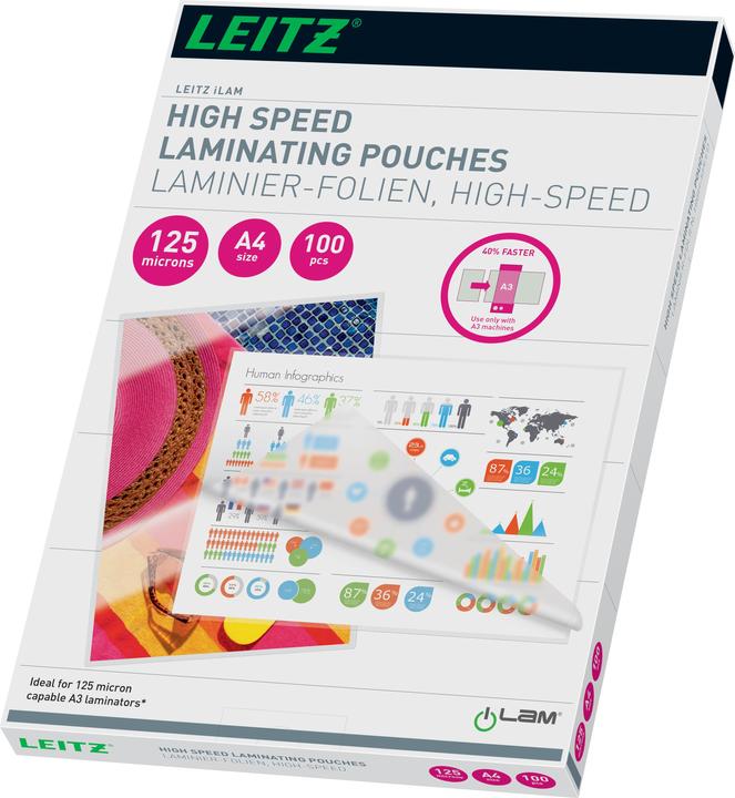 Produktbild Leitz iLAM Heisslaminierfolien Speed, A4 (A3, 100 Stück, 125 µm)