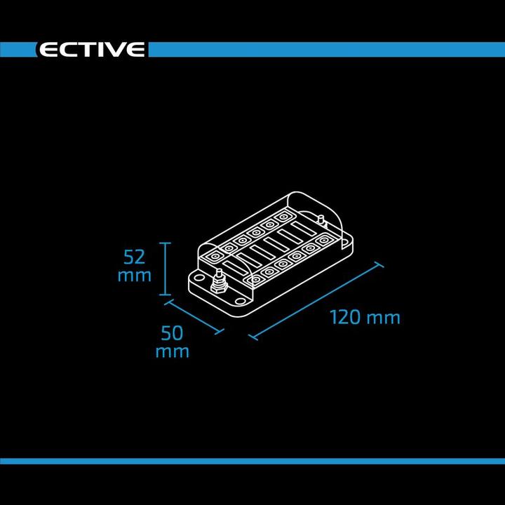 Image du produit Ective Porte-fusible plat pour voiture avec connexion négative pour 6 fusibles 20A/32V DC connexion à vis