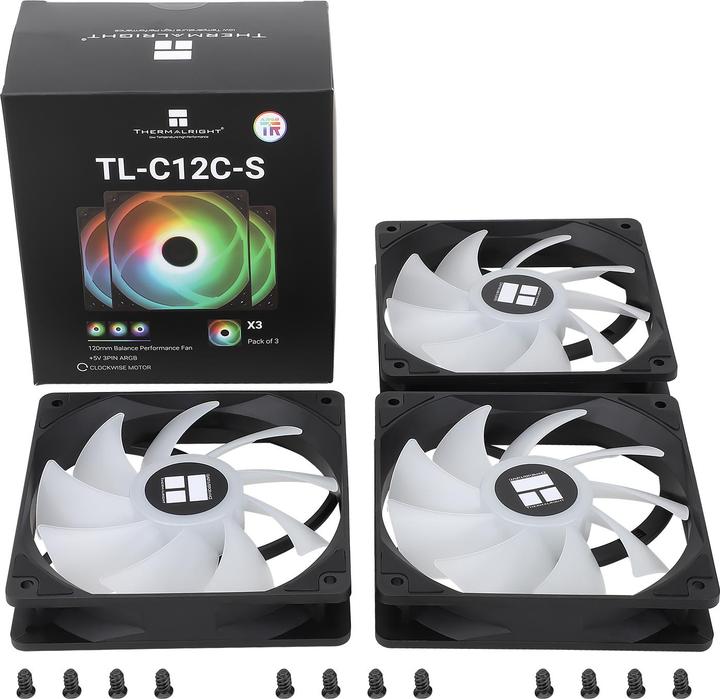 Immagine prodotto Thermalright TL-C12C-S ARGB - Nero (3-pack) - Cabinet køler - 120 mm - Sort med RGB LED lys - 26 dBA (120 mm, 1 x)