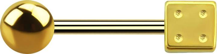 Star Piercing Barbell vergoldet mit Kugel und Würfel (ohne Messing, Chirurgenstahl 316L)