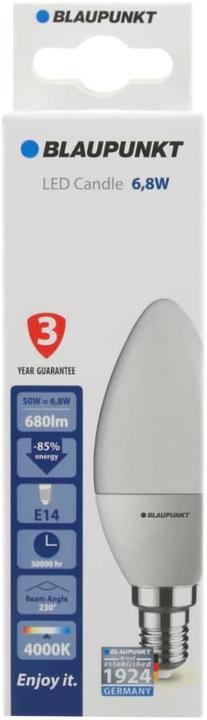 Actual product image Blaupunkt LED E14 Bulb - Candle - 7W - Natural White 4000K - Led Lamps - Single (E14, 7 W, 680 lm, 1 x, F)