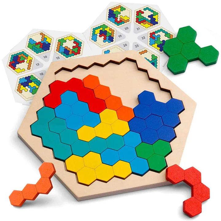 Image du produit Activity Board Puzzle en bois hexagonal 3D Jouets éducatifs pour enfants Conseil préscolaire