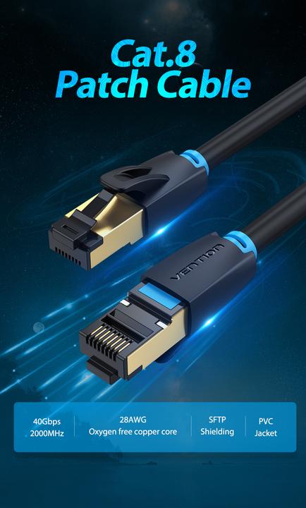 Produktbild Vention Category 8 SFTP Network Cable IKABJ 5m Black (S/FTP, CAT8.1, 5 m)