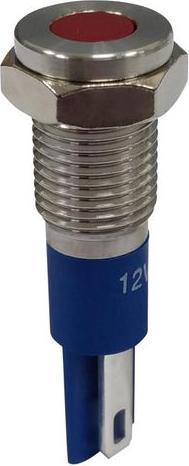 Image du produit RND Components Indicateur LED anti-vandale, cosses à souder, fixe, rouge, AC / DC, 12V