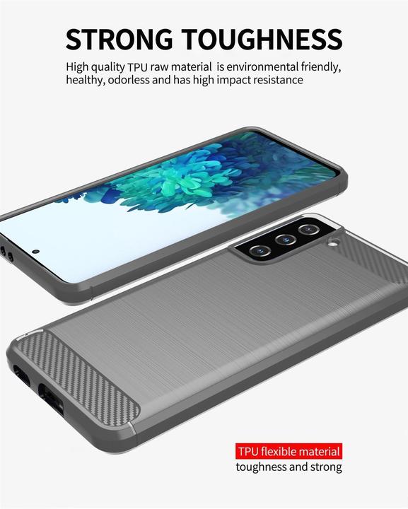 Immagine prodotto Cadorabo TPU Ultra sottile in acciaio inossidabile al carbonio Combi Cover (Samsung Galaxy S21+)