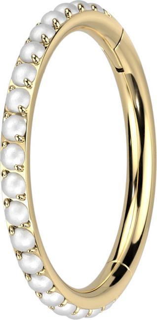 Image du produit Star Piercing Micro anneau segment pliable doré côté perle blanche (sans laiton, Titane G23)