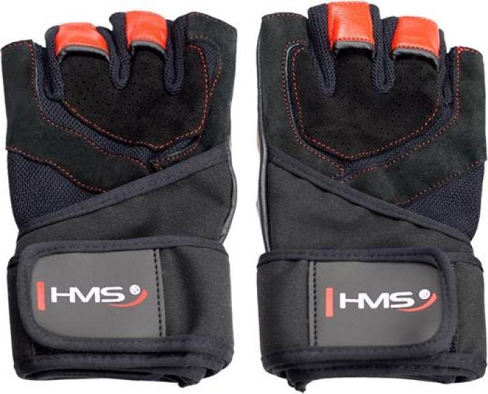 Actual product image HMS Schwarz/Rote rS Gym Handschuhe (S)