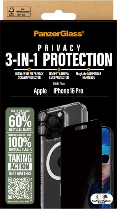 Image du produit PanzerGlass Confidentialité (1 pièce(s), Apple iPhone 16 Pro)