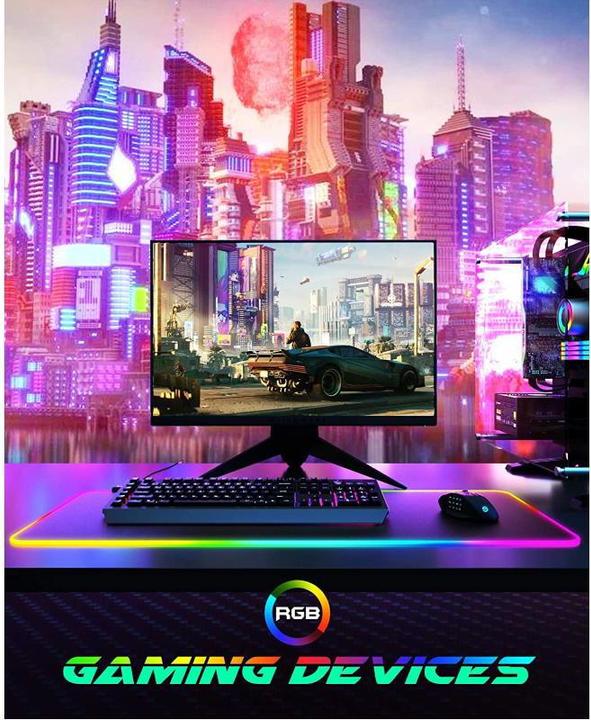 Produktbild Riff RGB-01 Rubber Cloth Gaming Mouse Pad with USB RGB Colored LED Frame (80x30cm) black