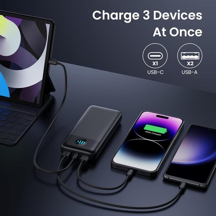 Image du produit QTshine Powerbank, 3 Ausgänge, Schnellladegerät (26800 mAh, 15 W)