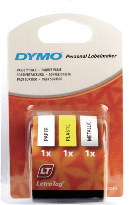 Actual product image Dymo S0721800 LetraTag Set of 3 (1.20 cm, White, Silver, Yellow)