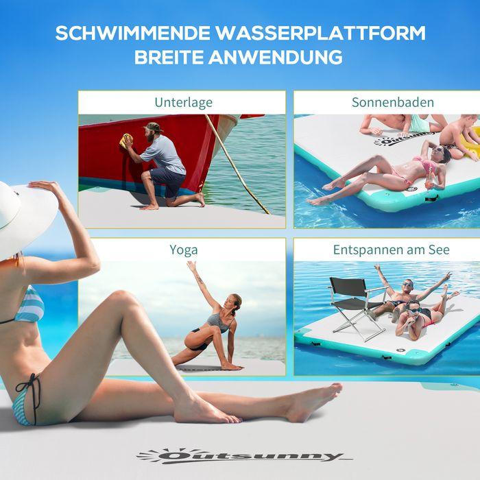 Produktbild Swisshandel24 Aufblasbare Badeinsel 500 kg Belastbarkeit Kunststoff 304 x 204 x 15 cm