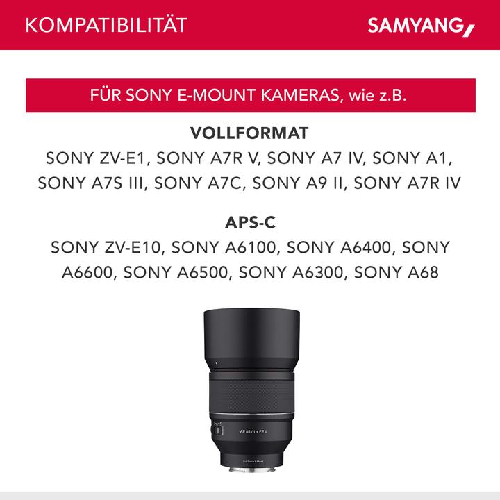Produktbild Samyang AF 85mm f/1.4 FE II Sony E (Sony E, Vollformat)