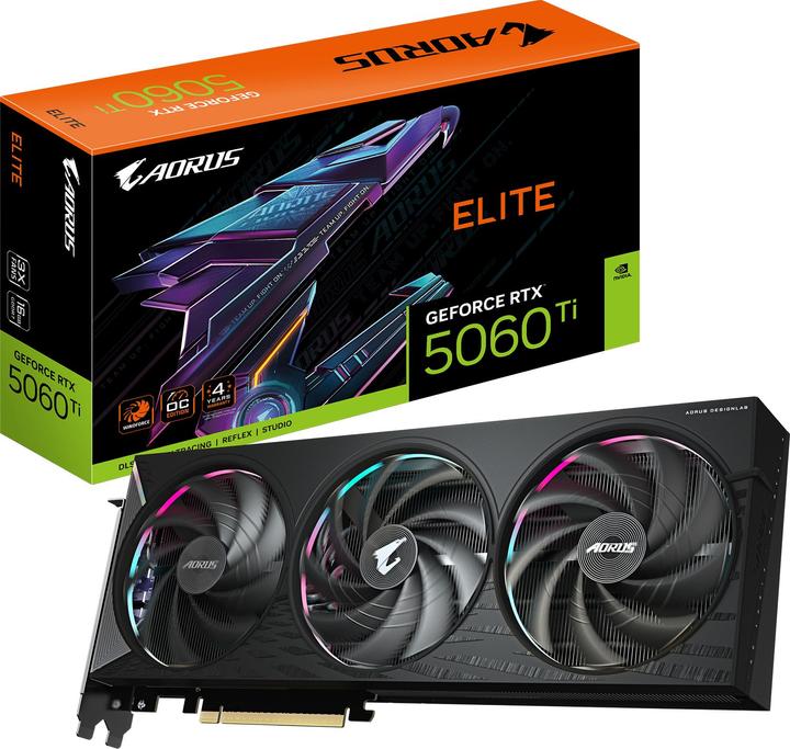 Actual product image Gigabyte AORUS GeForce RTX 5060 Ti Elite (16 GB)