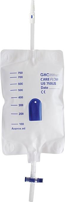 Produktbild GHC Urinbeutel CAREFLOW 750ml 10cm Rücklaufventil T-Ablass unsteril 10 Stk