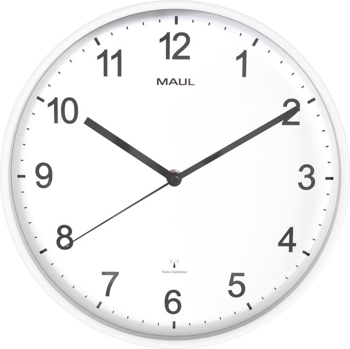 Maul Wanduhr/Funkuhr Sprint, Durchmesser: 300 mm, weiß, automatische Synchronisation, Batterie (30 cm)