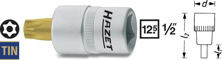 Image du produit HAZET Douille mâle ∙ TORX 992-T55H ∙ Carré creux 12,5 mm (1/2 pouce) ∙ Profil TORX tamper résis…