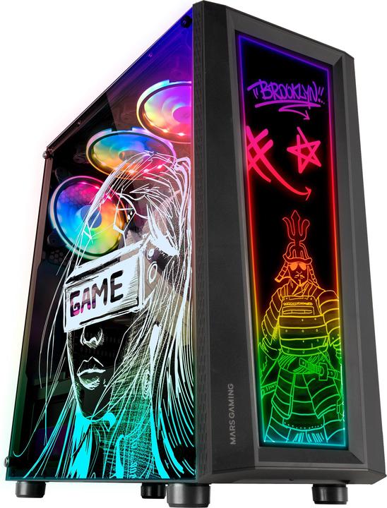 Produktbild Mars Gaming Boitier Moyen Tour ATX MC-ART RGB avec panneaux vitrés (Noir) (mATX, Mini-ITX, ATX)