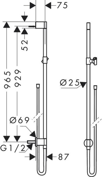 Actual product image Axor One shower bar with wall connection, shower hose 1.60m, 48792
