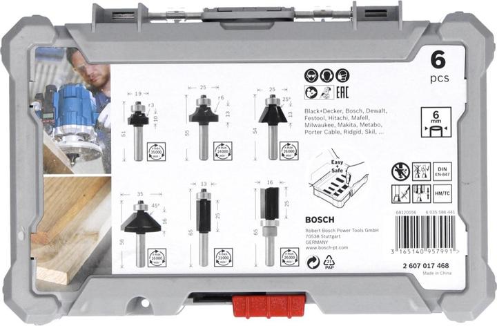 Produktbild Bosch Professional Zubehör 6-teiliges Rand- und Kantenfräser-Set, 6-mm-Schaft für Handfräsen