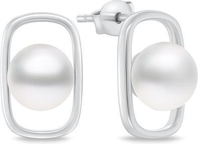 Brilio Silver - Charming silver earrings with pearls EA905W
