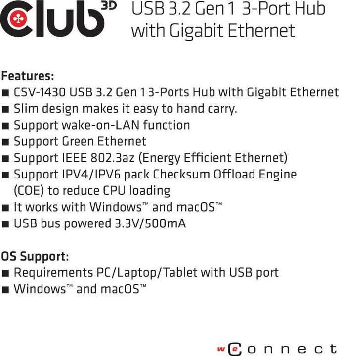 Produktbild Club 3D Csv-1430 (USB-A, 4 Ports)