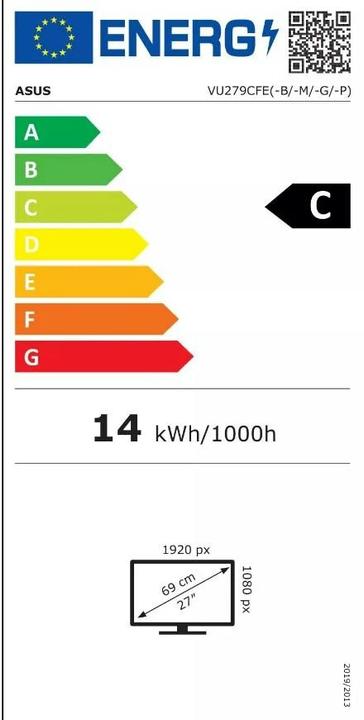 Energie-Label ASUS VU279CFE-B (1920 x 1080 Pixel, 27.01")