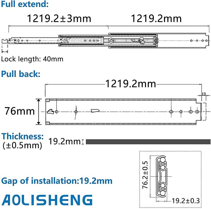 Produktbild Aolisheng Schubladenschienen