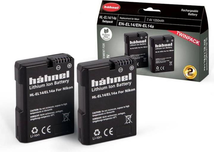 Produktbild Hähnel HL-EL14a, 2er Kamera-Akku ersetzt Original-Akku EN-EL14, EN-EL14a 7.4 V 1050 mAh (Kamera Akku)