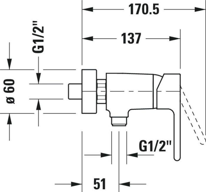 Produktbild Duravit Einhebel-Brausemischer B.2 Aufputz chrom