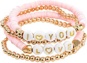 Great Pretenders Creative Education 84110 Armband Pink Love 4 Stück (4 separate Stränge aus rosa und goldenem Glück)