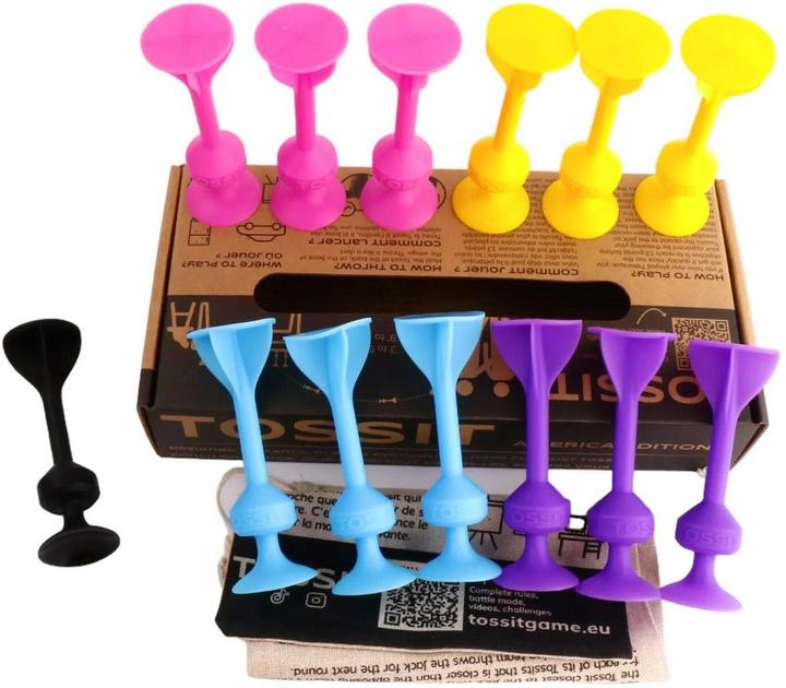 Produktbild Tossit Saugnapf-Darts - Set für 4 Spieler - Pink-Lila-Blau-Gelb (Multilingual)