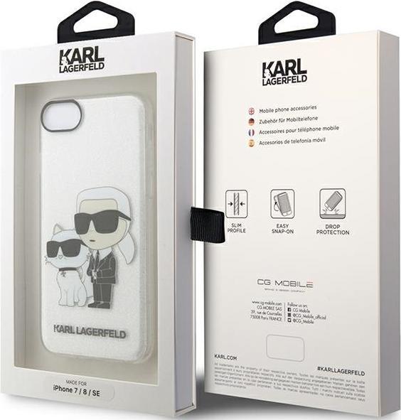 Image du produit Karl Lagerfeld KLHCI8HNKCTGT iPhone 7/8/ SE 2020 / SE 2022 étui rigide transparent Gliter Karl&Chou (Apple iPhone 7, Apple iPhone SE, Apple iPhone 8)