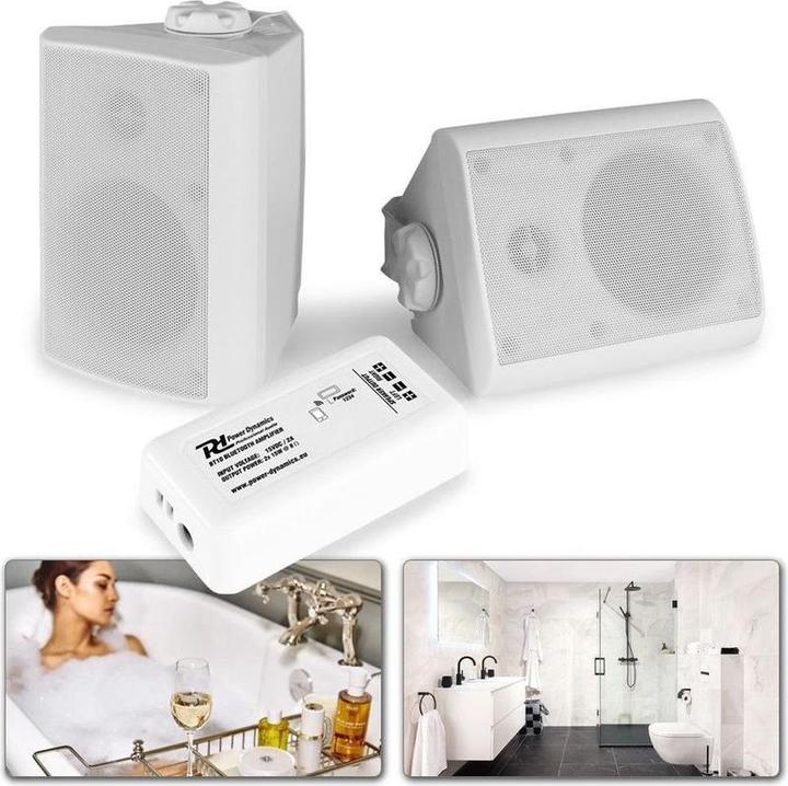 Actual product image Power Dynamics speakers - Geluidsinstallatie met 2 outdoor speakers en versterker met Bluetooth - Perfect voor over