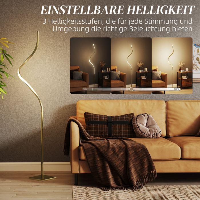Produktbild Swisshandel24 Stehlampe Dimmbar LED Stehleuchte mit Fussschalter für Wohnzimmer, Gold (700 lm)