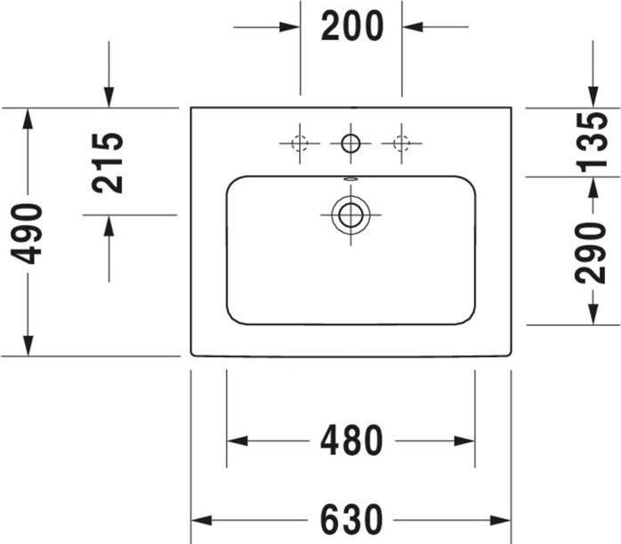Produktbild Duravit Möbelwaschtisch ME by Starck m ÜL m HLB 630x490mm 1 Hahnloch weiss WG (490 mm, 630 mm)