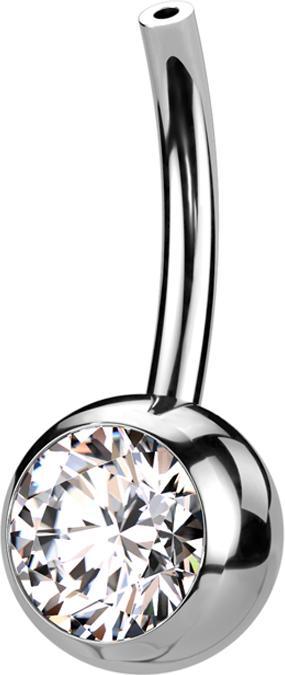 Star Piercing Threadless Bananen-Stab silber mit Kugel Kristall silber (ohne Messing, Titan G23)
