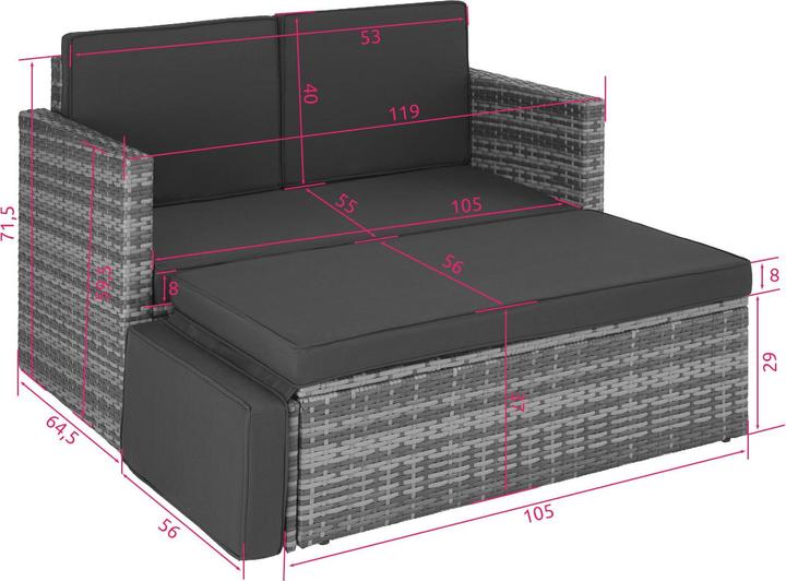 Actual product image tectake Rattan sofa Corfu, variant 2