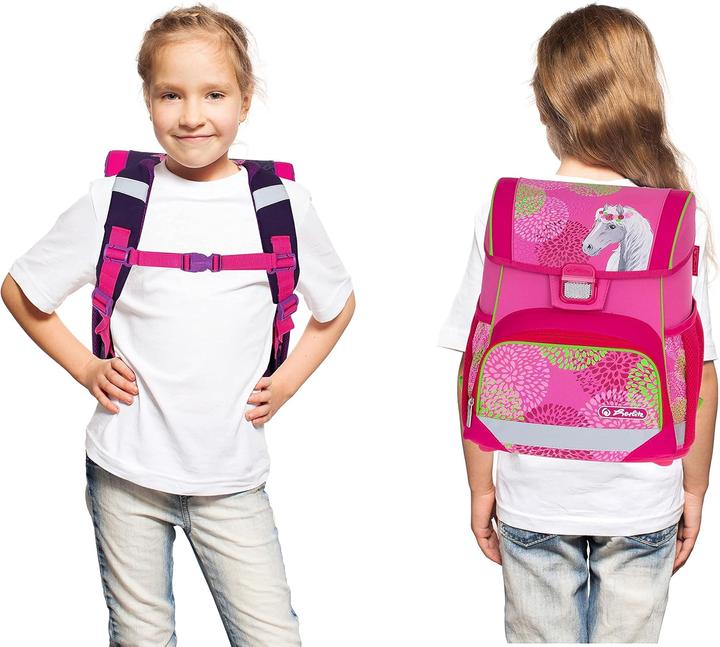 Actual product image Herlitz Loop Plus 5-teiliges Schulranzen-Set mit Regenhülle, Bloomy Horse (16 l)