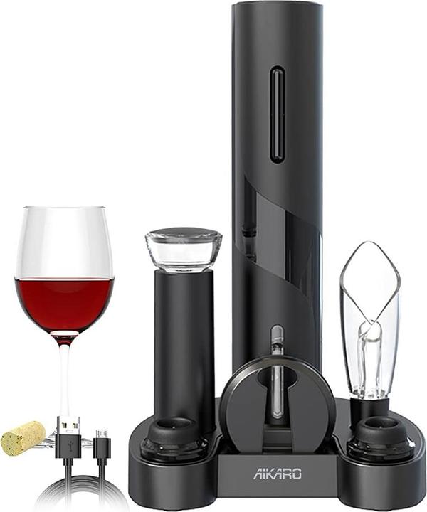 Immagine prodotto Aikaro Cavatappi elettrico, set base con batteria ricaricabile (Cavatappi elettrico)