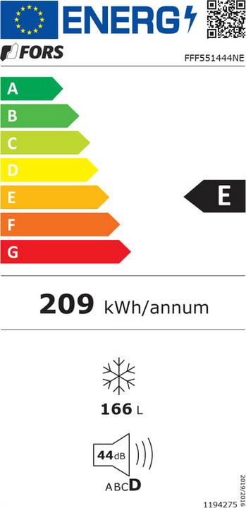 Energie-Label Fors Gefrierschrank freistehend FFF551444NE Weiss (Freistehend)