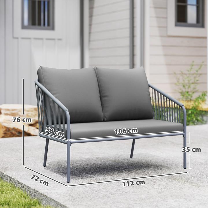 Produktbild Outsunny Rattansofa Stahl, PE-Rattan Grau