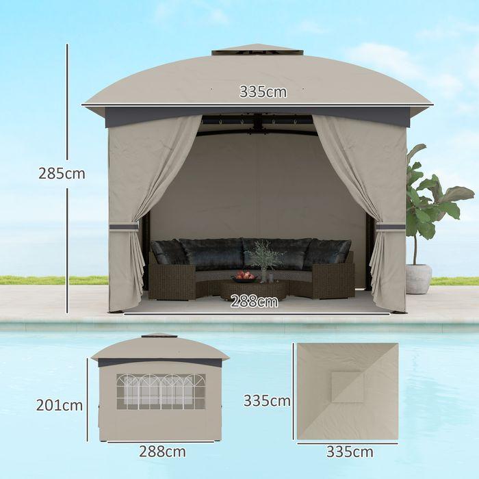 Produktbild Swisshandel24 Pavillon ca. 3,4x3,4 m wasserabweisend, verzinkter Metallrahmen, Hellgrau (340 cm, 340 cm)