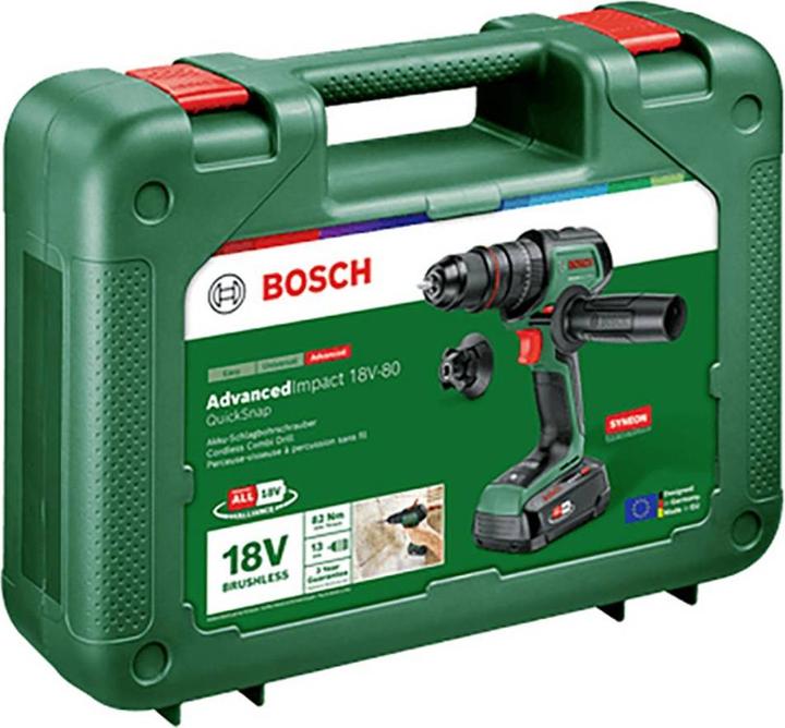 Produktbild Bosch Home & Garden Akku-Schlagbohrmaschine AdvancedImpact 18V-80 QuickSnap, 1 x Akku PBA 18V 2.5Ah (Akkubetrieb)