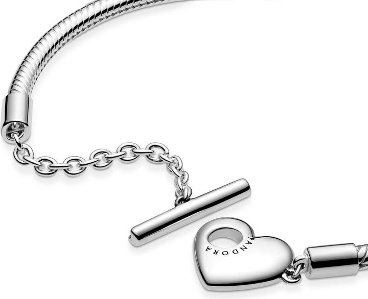 Immagine prodotto Pandora Bracciale cuore con catena di serpente a T-bar (16 cm, Argento 925)