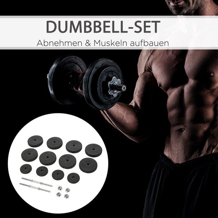 Produktbild Swisshandel24 Hantelset 2er Kurzhanteln, 50 kg Kurzhantel Set mit 2 Kurzhantelstangen, 12 Gewichten & 4 Sternversc
